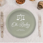 Modern Oh Baby Shower Personalised Paper Plate<br><div class="desc">This modern minimalist "Oh Baby" shower paper plate combines a simple yet stunning design and delicate typography. Whether you're planning a cosy get-together or a grand bash these paper plates are sure to make a statement. For more coordinating items please visit our Modern Minimal Baby Shower Collection</div>