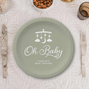 Modern Oh Baby Shower Personalised Paper Plate