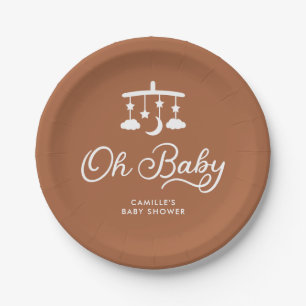 Modern Oh Baby Shower Personalized Paper Plate