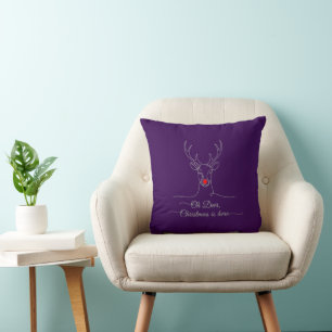 Modern "Oh Deer" Minimalist Christmas Reindeer Cushion