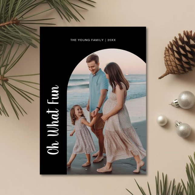 Modern Oh What Fun Family Christmas Card (Creator Uploaded)