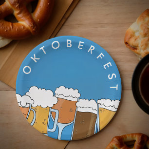 Modern Oktoberfest Beerfest Beer Collection Paper Plate