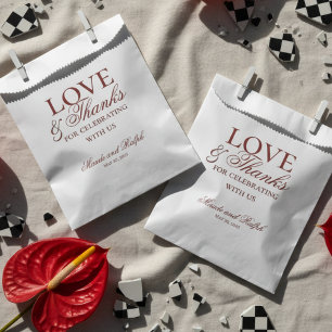 Modern Old Money Bold Red Love and Thanks Wedding Favour Bag