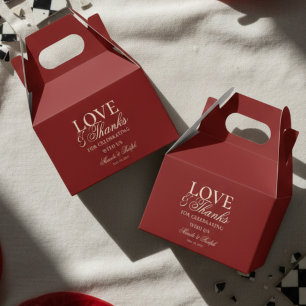 Modern Old Money Bold Red Love and Thanks Wedding  Favour Box