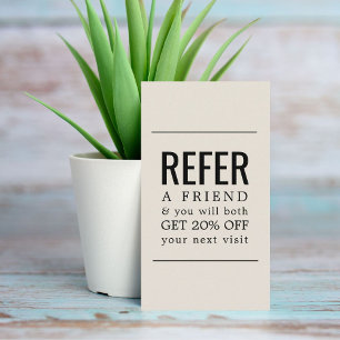 Modern Old White Black Bold Lines Salon Referral Card