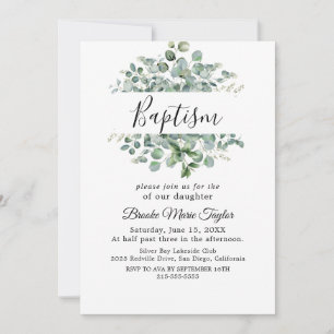 Modern Olive Branch Baptism Invitation