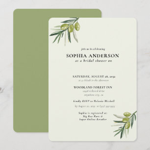 Modern Olive Branch Bridal Shower Invitation