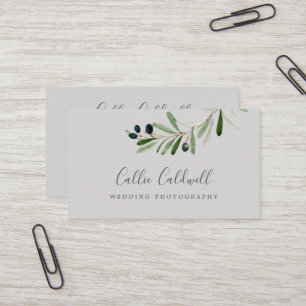 Modern Olive Branch   Grey Business Card