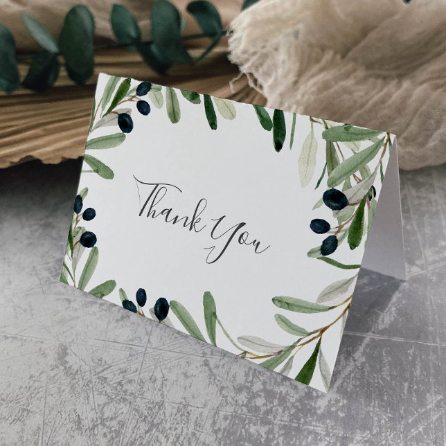 Modern Olive Branch Thank You Card (Creator Uploaded)