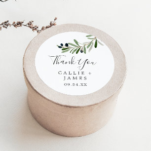 Modern Olive Branch Thank You Favour Sticker