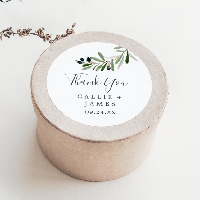 Modern Olive Branch Thank You Favour Sticker (Creator Uploaded)