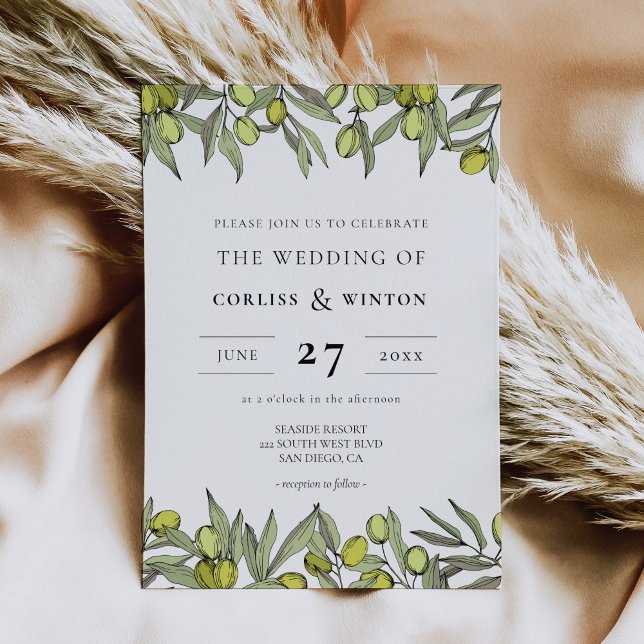 Modern Olive branch wedding Invitation (Creator Uploaded)