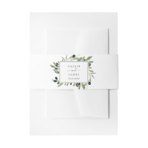 Modern Olive Branch Wedding Invitation Belly Band