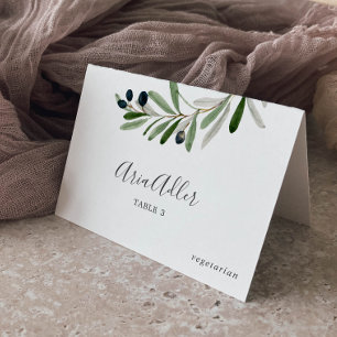 Modern Olive Branch Wedding Menu Option Place Card