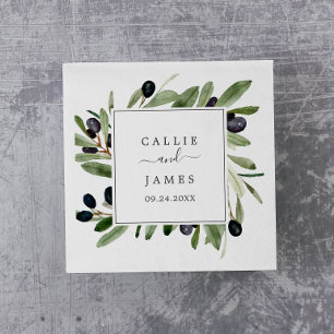 Modern Olive Branch Wedding Napkin