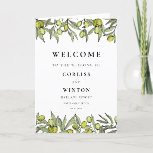 Modern Olive branch wedding Program