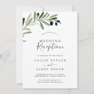 Modern Olive Branch Wedding Reception Invitation