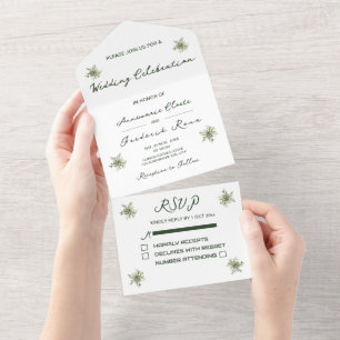 Modern Olive Green All In One Invitation