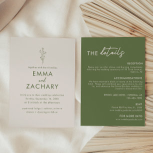 Modern Olive Green All-in-One Wedding Invitation