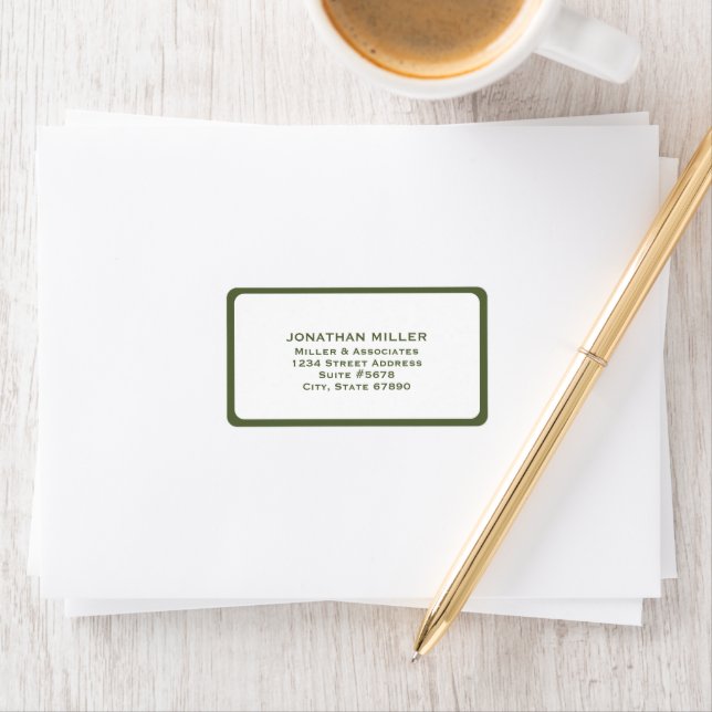 Modern Olive Green and White Multi-Line Address Label (Insitu)