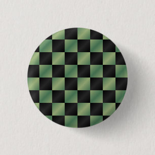 Modern Olive Green Black Gradient Chequered 3 Cm Round Badge