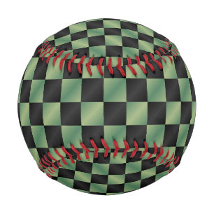 Modern Olive Green Black Gradient Chequered Baseball