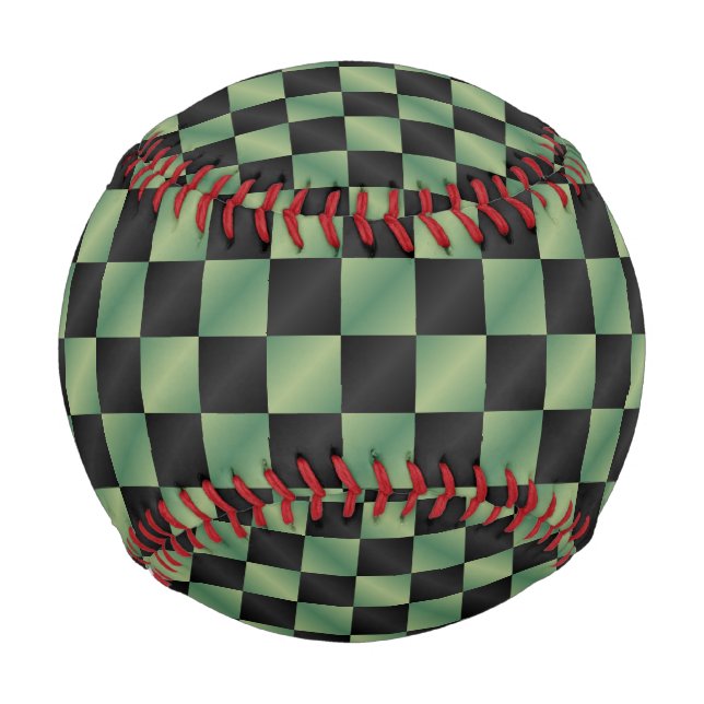 Modern Olive Green Black Gradient Chequered  Baseball (Front)