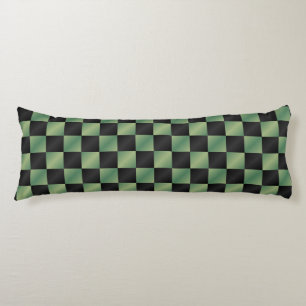 Modern Olive Green Black Gradient Chequered Body Cushion