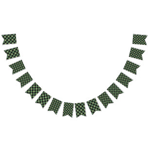 Modern Olive Green Black Gradient Chequered Bunting