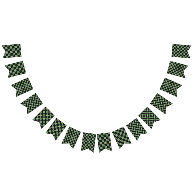 Modern Olive Green Black Gradient Chequered  Bunting (All)