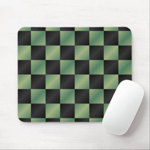 Modern Olive Green Black Gradient Chequered  Mouse Pad