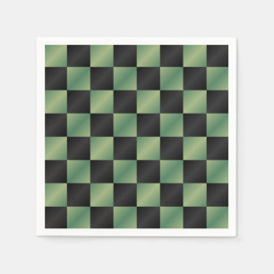 Modern Olive Green Black Gradient Chequered  Napkin