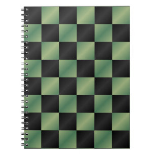 Modern Olive Green Black Gradient Chequered Notebook