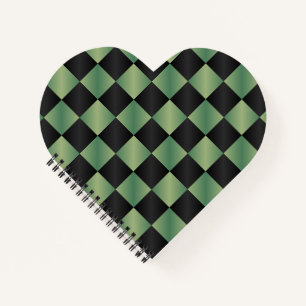 Modern Olive Green Black Gradient Chequered Notebook