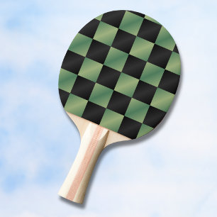 Modern Olive Green Black Gradient Chequered  Ping Pong Paddle