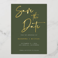 Modern Olive Green Calligraphy Script Wedding 