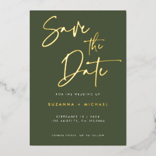Modern Olive Green Calligraphy Script Wedding