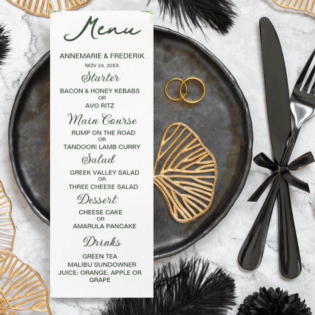 Modern Olive Green Dinner Menu (Creator Uploaded)