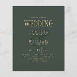 Modern OLIVE Green Gold Budget Wedding Flyer