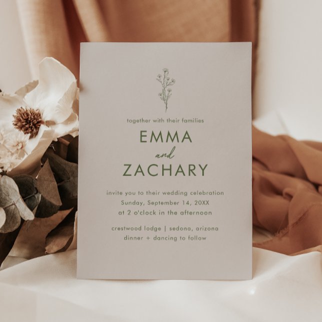 Modern Olive Green & Grey Wedding Invitation (Creator Uploaded)
