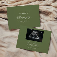 Modern Olive Green "Little Surprise" Pregnancy