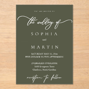 Modern Olive Green Photo Wedding Invitation