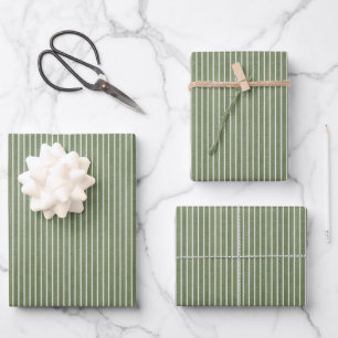 Modern Olive Green Rustic Stripes  Wrapping Paper Sheet