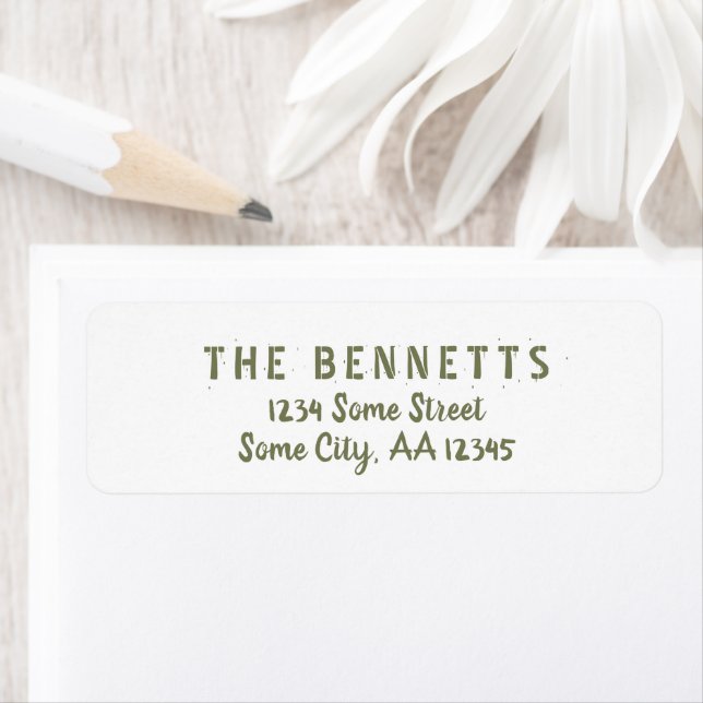 Modern Olive Green Script Holiday Return Address Label (Insitu)