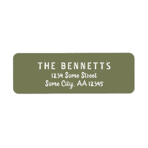 Modern Olive Green Script Holiday Return Address Label