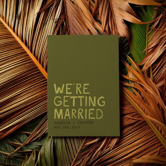 Modern Olive Green Typography | Bold Striped Back Invitation (Creator Uploaded)