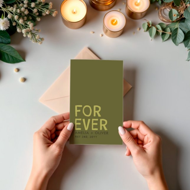 Modern Olive Green Typography | Bold Striped Back Invitation (Creator Uploaded)