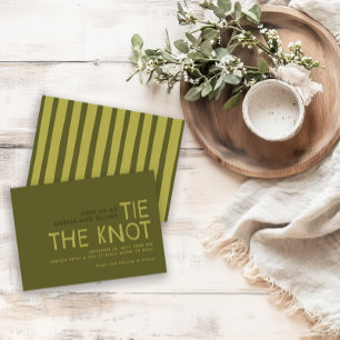 Modern Olive Green Typography   Bold Striped Back Invitation