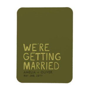 Modern Olive Green Typography Bold Striped Back Magnet