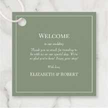 Modern Olive Green Wedding Welcome Gift Tag